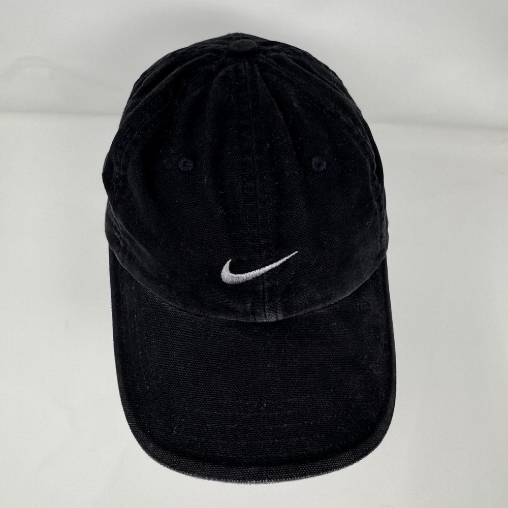 Nike Hat Black Youth One Size Adjustable Swoosh Cap Embroidery Logo - Picture 7 of 10